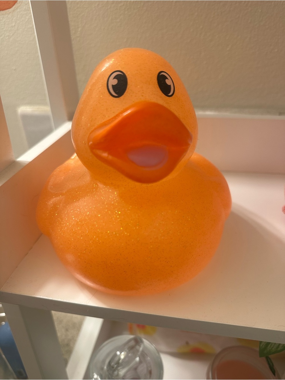 Glitter Orange Rubber Duck Bath Toy